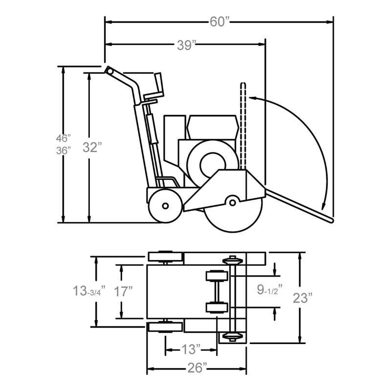 Core_Cut_CC1200XL_Small_Walk_Behind_Saw_Dimensions