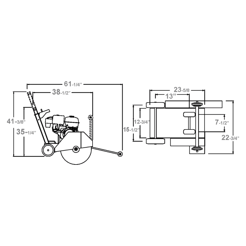 Core_Cut_CC1300XL_Small_Walk_Behind_Saw_Dimensions