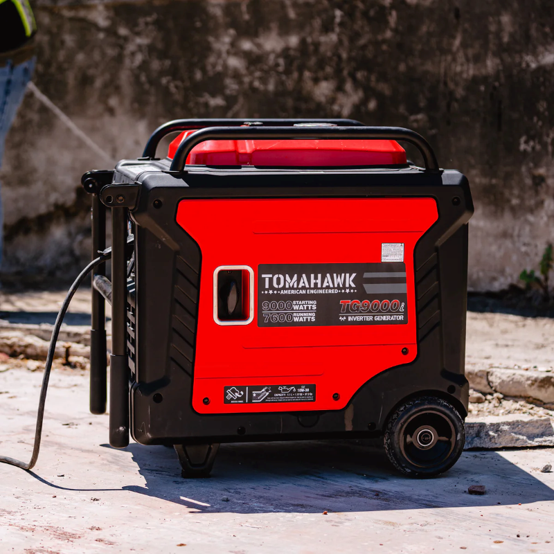 Tomahawk_Power_TG9000i_Gas_Powered_10500_Watt_Inverter_Generator_Outdoors_Close_up_View