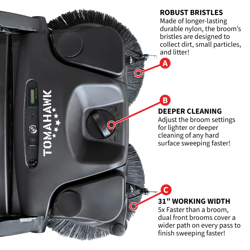 Tomahawk_Power_eTOS30_30_inch_Battery_Powered_Push_Sweeper_Cleaning_Brushes_Close_up_View